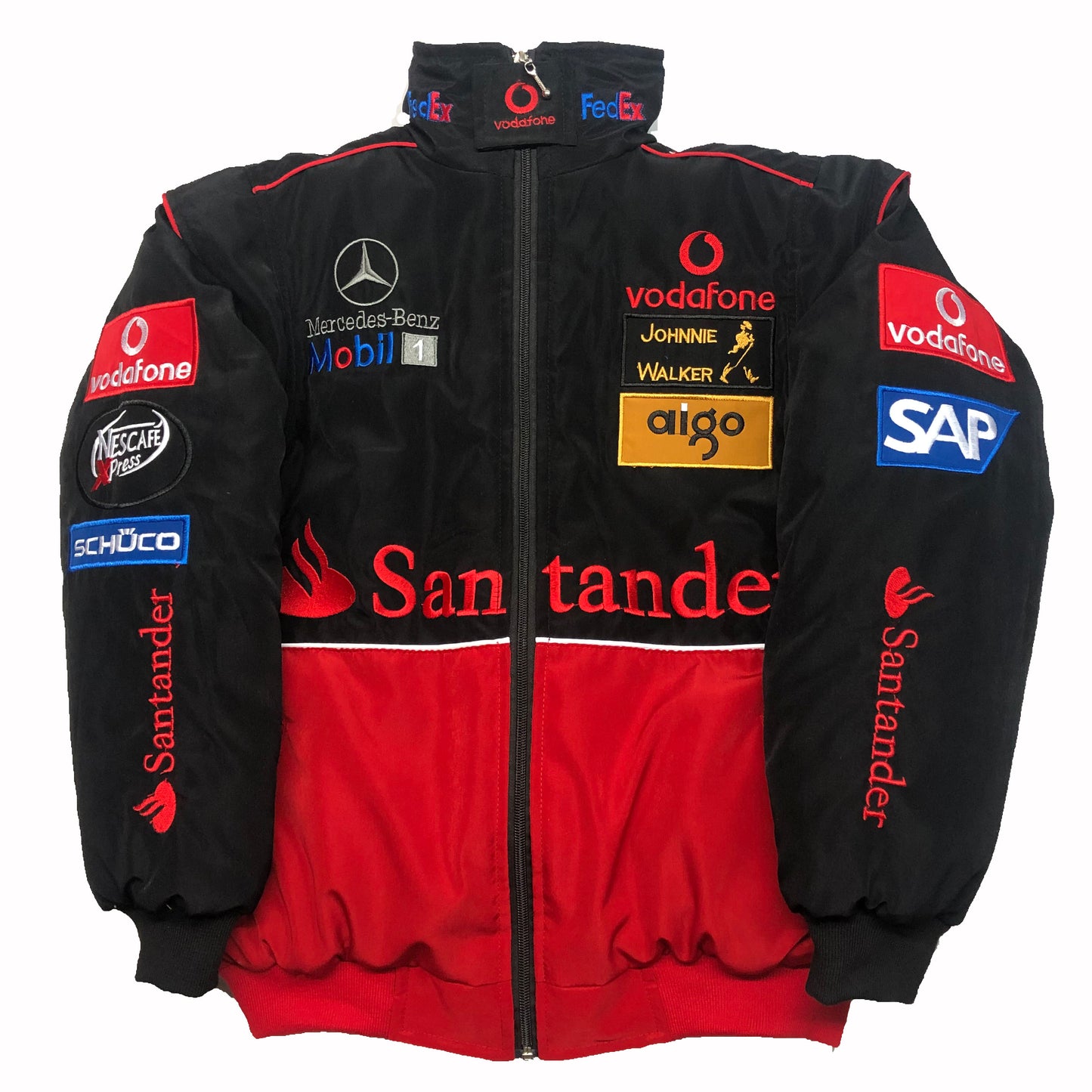 Vintage Black & Red Mercedes Racing Jacket